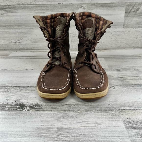 Sperry Women’s Brown Leather Hikerfish Ankle Boots Lace Up Size 8.5 - Picture 5 of 9